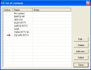 Contest Selection Dialog Box