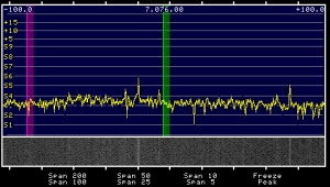 Panadaptor, (#Elecraft P3), showing 100 KHz., plus and minus